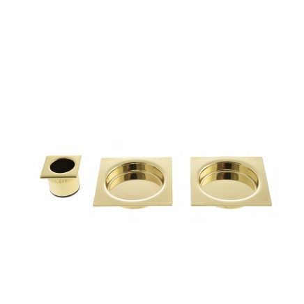 AGB Square Sliding Door Flush Pull - Polished Brass