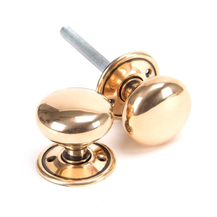 Polished Bronze 49mm Mushroom Mortice/Rim Knob Set