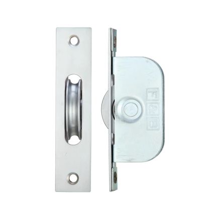 Zoo Hardware Brass Ball Bearing Pulleys - 1 3/4" Square Forend - Satin Chrome