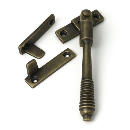 Burnished Brass Night-Vent Locking Reeded Fastener
