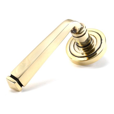 Aged Brass Avon Round Lever on Rose Set (Art Deco)