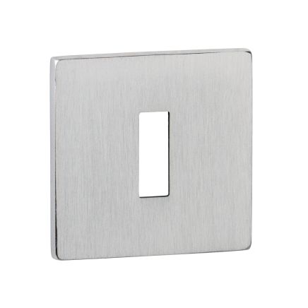 Tupai Rapido 5S Line Key Escutcheons on 5mm Slimline Square Rose - Satin Chrome