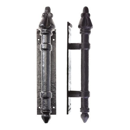 Zoo Hardware Round Pull Handle on Backplate 304mm x 63mm - 2.5mm - Black