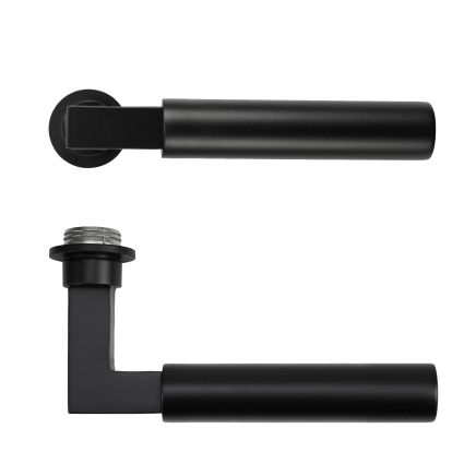 Zoo Hardware Garda Lever on 32mm Round Mini Rose - Black