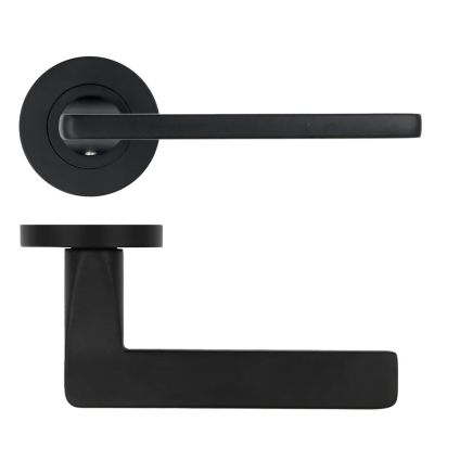 Zoo Hardware Leon lever on rose - Matt Black