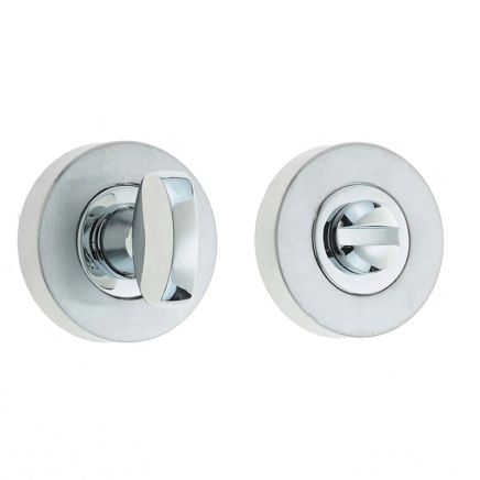 Jedo Dual Turns & Releases 35mm Round Rose no Indicator 35x8mm Polished Chrome / Satin Chrome - By Frelan Hardware - JV2777PCSC