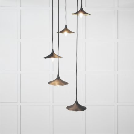 Smooth Brass Flora Cluster Pendant in Soot