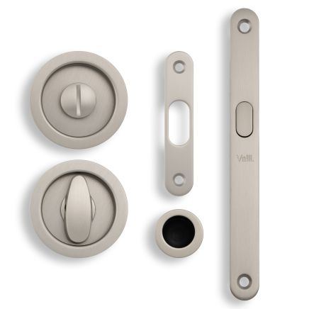 Valli Radius Sliding Door Set - Satin Nickel PVD