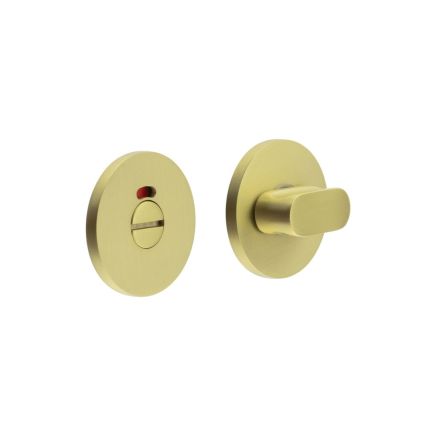 CR-801 Satin Brass Thumb Turn & Lock Round Rose w/ Indicator - By Frelan Hardware - CR-801AJ7SB