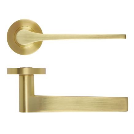 Zoo Hardware Gio Lever On Round Rose - Satin Brass