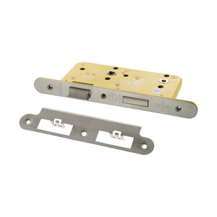 Atlantic DIN Radius Heavy Duty Bathroom Lock Single Turn 60mm backset - Satin Chrome
