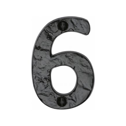 The Tudor Numeral 6 - 3" Black Iron