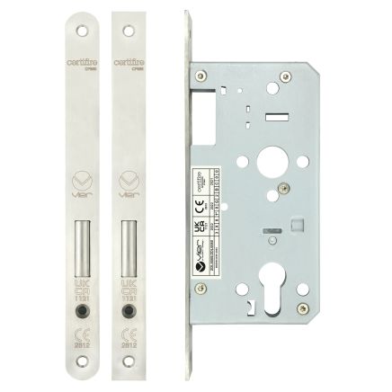 Zoo Hardware Din euro deadlock - backset 55mm - Satin Stainless