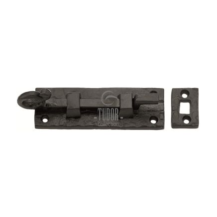 The Tudor Door Bolt Necked 4" Black Iron