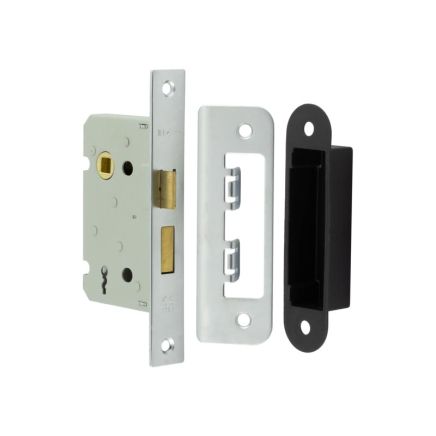Jedo Kontrax 2 Lever Sashlocks with Square Forend & Radiused Strike Plate 65mm Satin Nickel - By Frelan Hardware - JL470SN