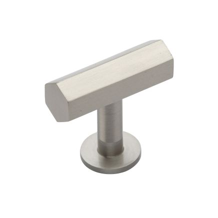 Heritage Brass Cabinet Knob Hexagon T-Bar Design with Rose 41mm Satin Nickel finish