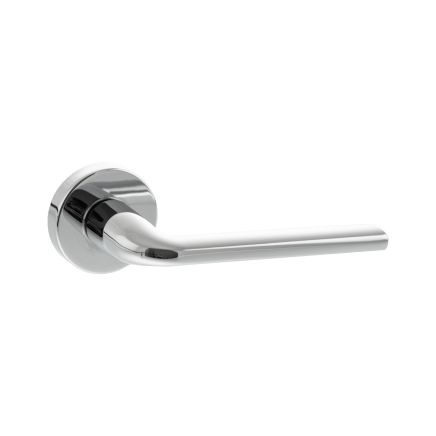 Forme Milly Lever Door Handle on Minimal Round Rose - Polished Chrome (Pair)