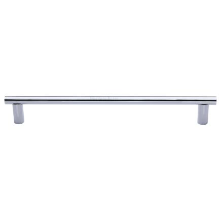 Heritage Brass Door Pull Handle Round Bar Design 489mm Polished Chrome Finish