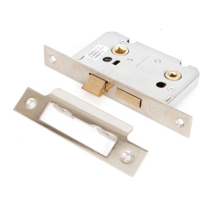 Nickel 2½" Bathroom Mortice Lock