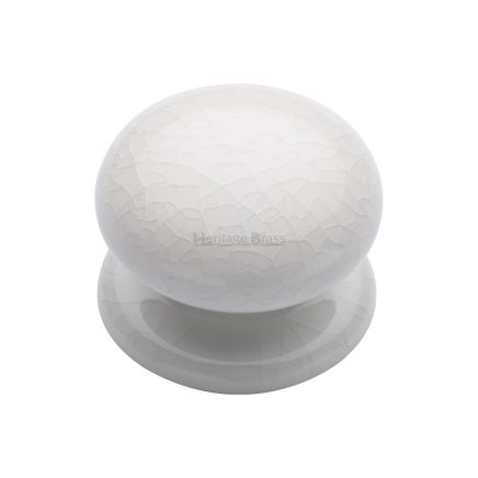 Cabinet Knob White Crackle 38mm with Porcelain base