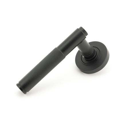 Matt Black Brompton Lever on Rose Set (Plain) - Unsprung