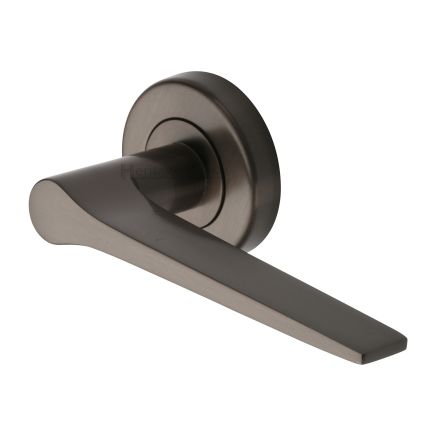 Heritage Brass Door Handle Lever on Rose Gio Design Matt Bronze Finish