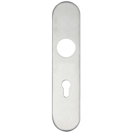 Zoo Hardware Radius Cover plate for 19 mm and 22mm RTD Lever on Backplate - Din Euro Profile/72mm Centres - Stainless Steel