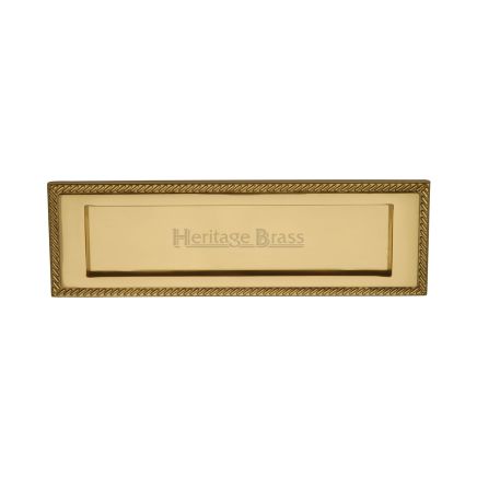 Heritage Brass Georgian Rope Letterplate 10" x 3" Polished Brass Finish