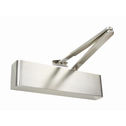 Rutland TS.9206 Door Closer c/w Semi-Radius Cover & Flatbar Armset, Satin Nickel Plate