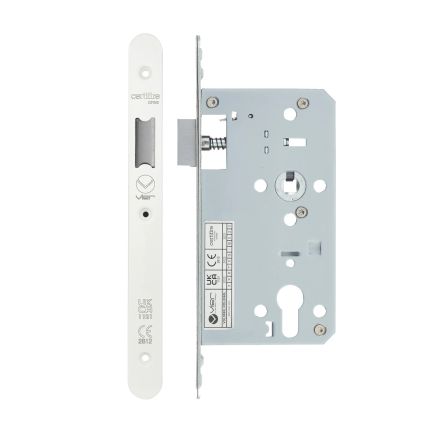 Zoo Hardware 2 Piece - DIN latch - backset 60mm - radius - White