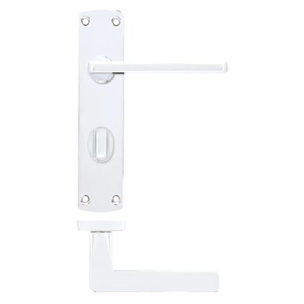 Zoo Hardware Leon lever on bathroom backplate - Polished Chrome