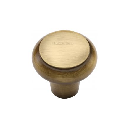 Heritage Brass Cabinet Knob Round Edge Design 32mm Antique Brass finish