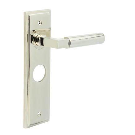 Westminster Door Handle Bathroom Backplate Polished Nickel - By Frelan Hardware - BUR30KIT166