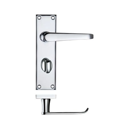 Zoo Hardware Project Victorian flat lever on bathroom backplate - 150 x 40mm - Polished Chrome