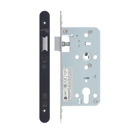Zoo Hardware 2 Piece - DIN latch - backset 55mm - radius - Black