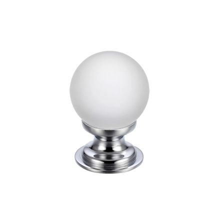 Zoo Hardware Glass Ball Cabinet Knob - Frosted 25mm - Chrome