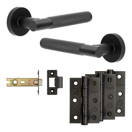Complete Bari Door Handle Pack - Internal Doors - Matt Black - 76mm / 3-inch Hinges - JE-D4B-MB