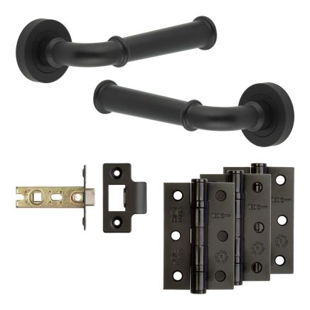 Complete Classic Door Handle Pack - Internal Doors - Matt Black - 64mm / 3-inch Hinges - JE-A2B-MB
