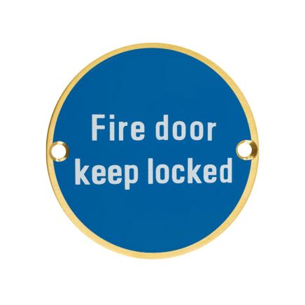 Zoo Hardware Fire Door Keep Locked - 76mm dia - PVD Satin Brass