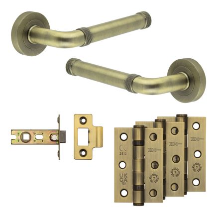 Complete Midtown Door Handle Pack - Internal Doors - Antique Brass - 64mm / 3-inch Hinges - JE-G1B-AB