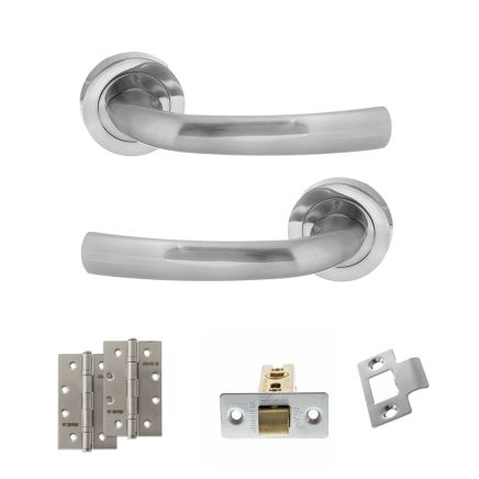 STATUS Nevada Door Handle Pack (Latch Set - 3" CE Latch, 4" Slim Knuckle Hinges x2) - Satin Chrome