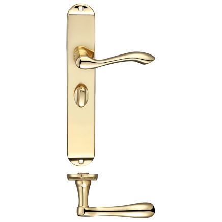 Zoo Hardware Arundel Lever Bathroom (57mm c/c) Furniture - Long Plate - Polished Brass