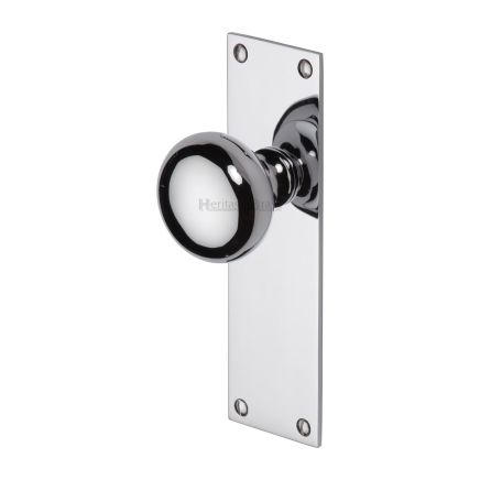 Heritage Brass Mortice Knob on Latch Plate Balmoral Design Polished Chrome finish