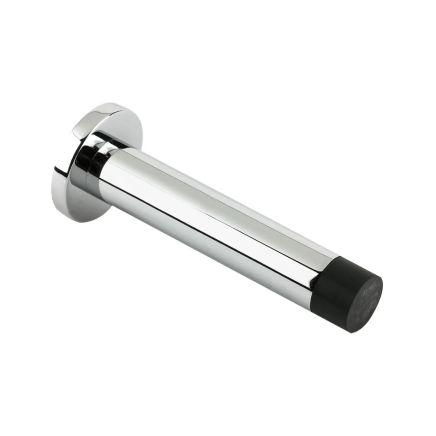 Zoo Hardware Door Stop - Cylinder c/w Rose 80mm - Polished Chrome
