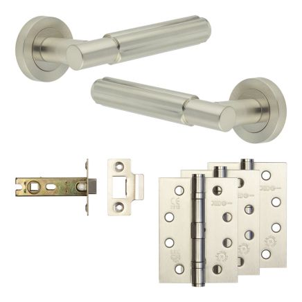 Complete Bloom Door Handle Pack - Internal Doors - Satin Nickel - 76mm / 4-inch Hinges - JE-B3A-SN
