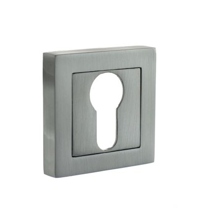 STATUS Euro Escutcheons on S4 Square Rose - Satin Chrome (Pair)