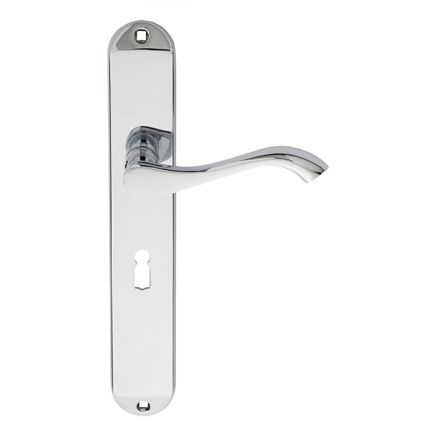 Andros Lever On Long Lock Backplate - Polished Chrome