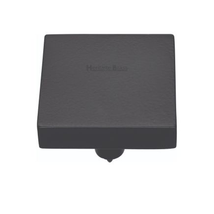 Heritage Brass Cabinet Knob Square Design 38mm Matt Black finish