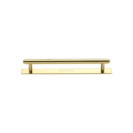 Heritage Brass Cabinet Pull Step Design with Plate 96mm CTC Polished Brass Finish