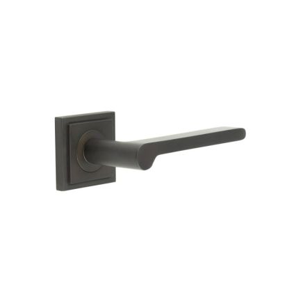Fitzrovia Door Handles Square Stepped Rose Dark Bronze - By Frelan Hardware - BUR15KIT85